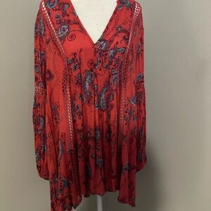 Free People Red Paisley Tunic
